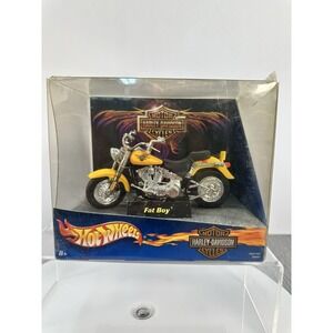 Harley Davidson Hot Wheels diecast model 1:18, Fat Boy Classic Yellow